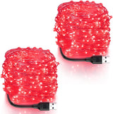 Blingstar USB Powered Fairy Lights, 2 Pack 33Ft 100 LED, Flexible Silver Wire, Mini String Lights for Christmas Tree/Bedroom/Camping/Holiday Indoor Decoration, Warm White
