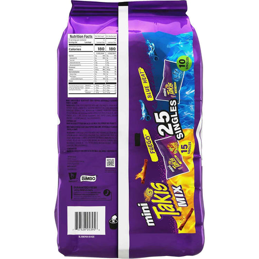 Takis Mini 25 pc / 1.23 oz Bite Size Variety Pack, Flavored Mixed Rolled Tortilla Chips
