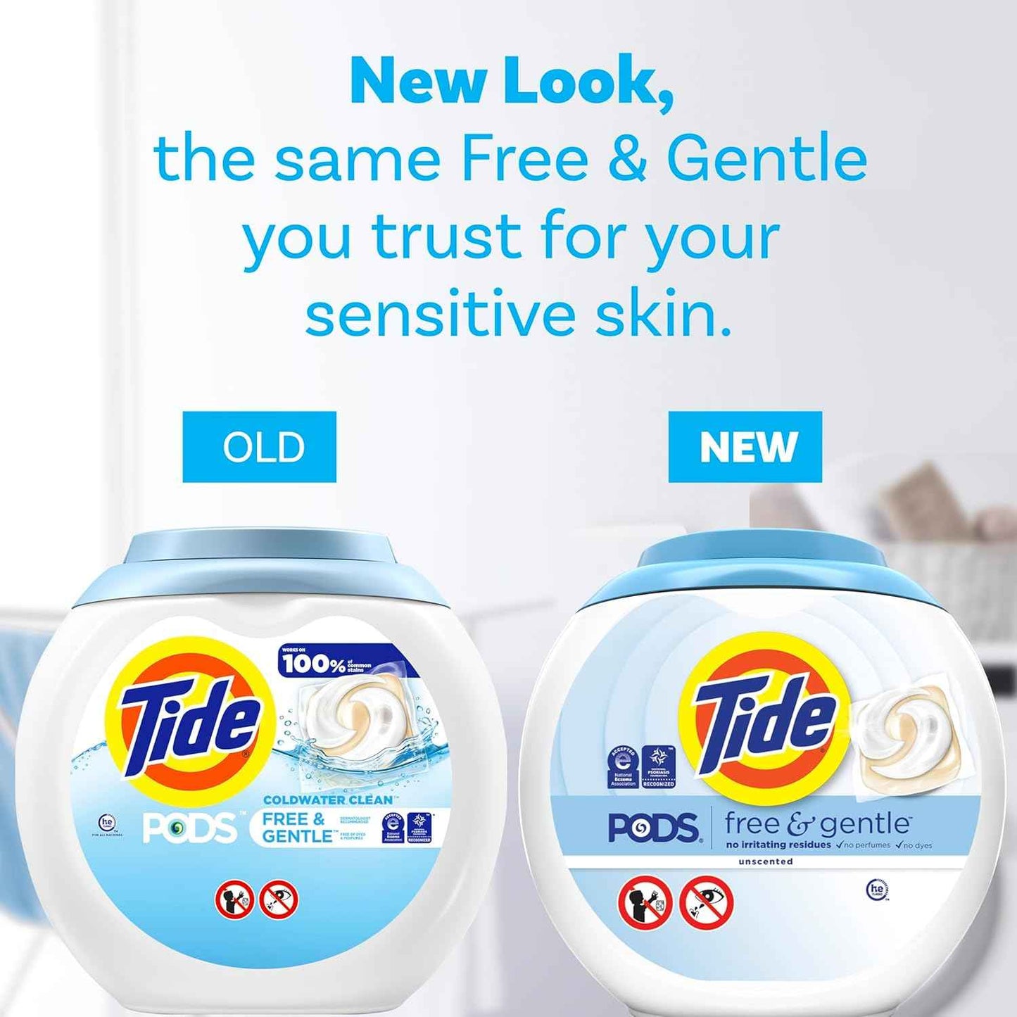 Tide Pods Free & Gentle Laundry Detergent Soap Pacs, Tide Pods Laundry Detergent (Packaging May Vary)