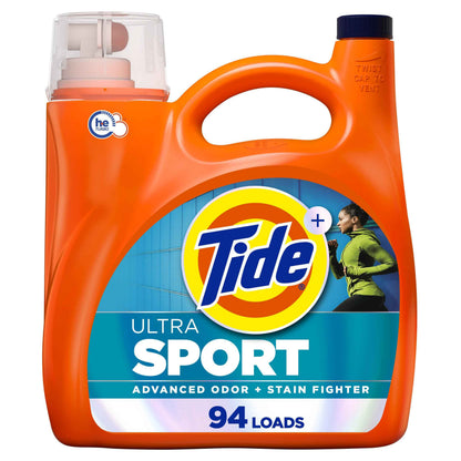 Tide Ultra Sport Liquid Laundry Detergent, 132 fl oz, 94 Loads, Laundry Detergent Liquid with Advanced Sweat plus Stain Fighters