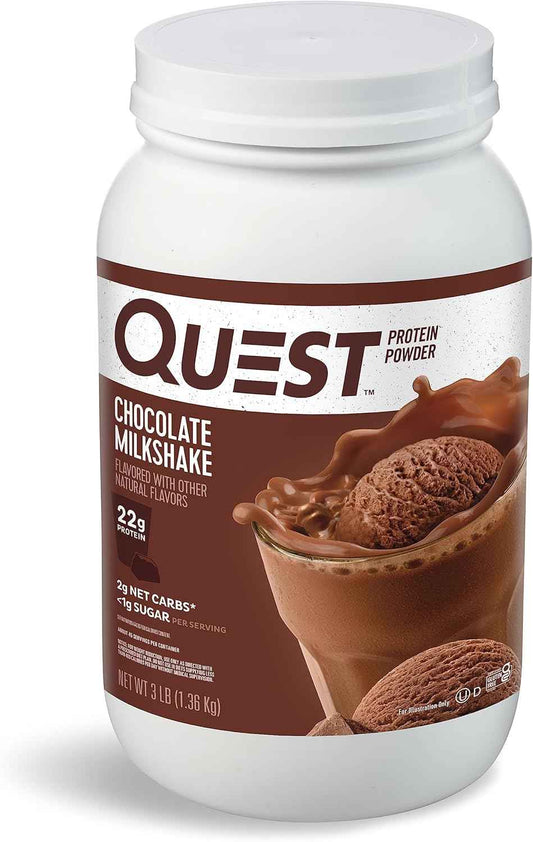 Quest Nutrition Protein Powder, 22g Protein, 1g Sugar, Low Carb, Gluten Free, 3 Pound, 43 Servings