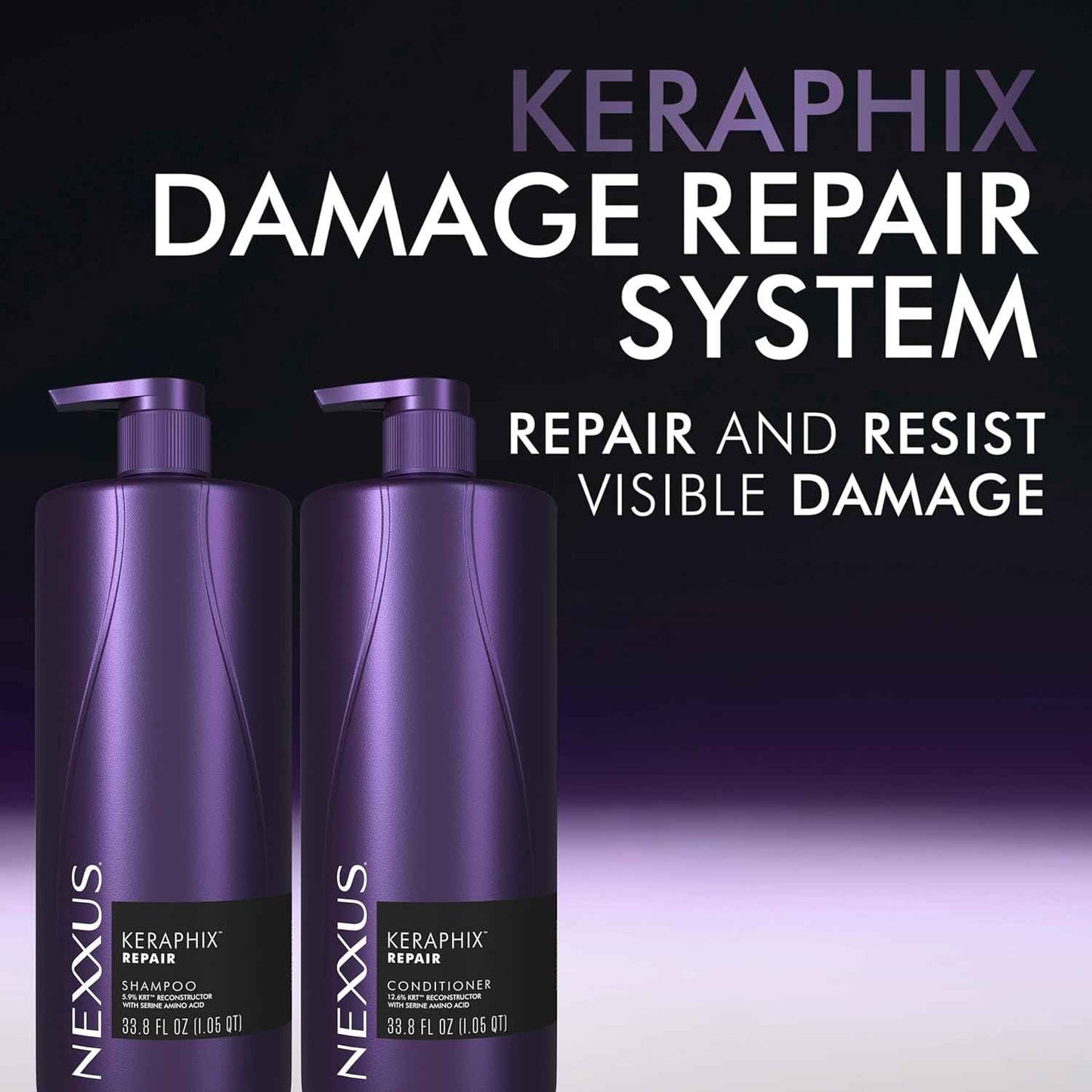 Nexxus KERAPHIX Shampoo for Damage Repair for Damaged Hair Powered by KRT Keratin Resistance Therapy with Liquid Crystal Amino Acids