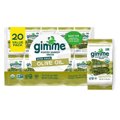 Gimme Seaweed Organic Premium Roasted Seaweed Snacks, Teriyaki, 20 Count, Keto, Vegan, Gluten-Free, Great Source of Omega3s and Iodine, Healthy On-The-Go Snack for Kids and Adults