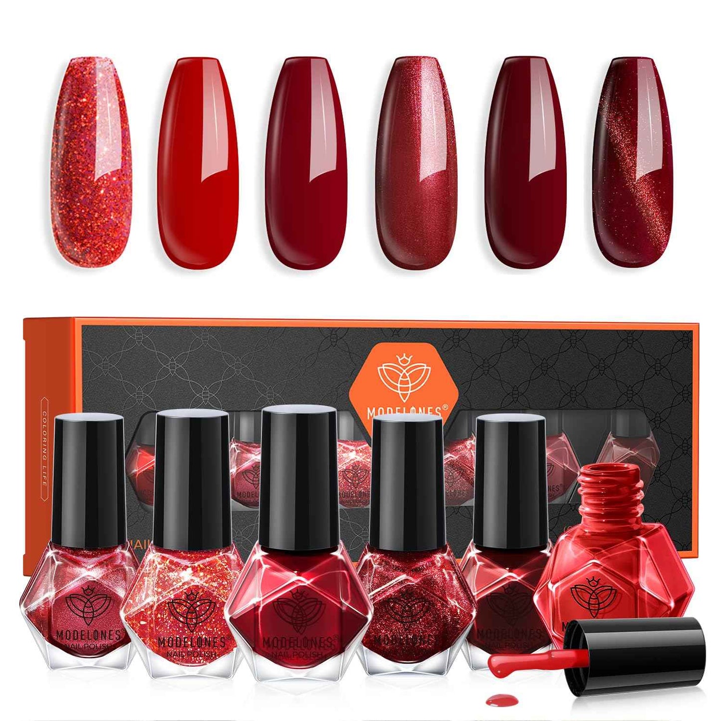 modelones Jelly Nail Polish 6 Colors, Sheer Nude Mini Nail Polish Set Red Pink Brown Quick Dry Spring Summer Fingernail Polish for DIY Nail Art Salon Home Gift for Women Girl