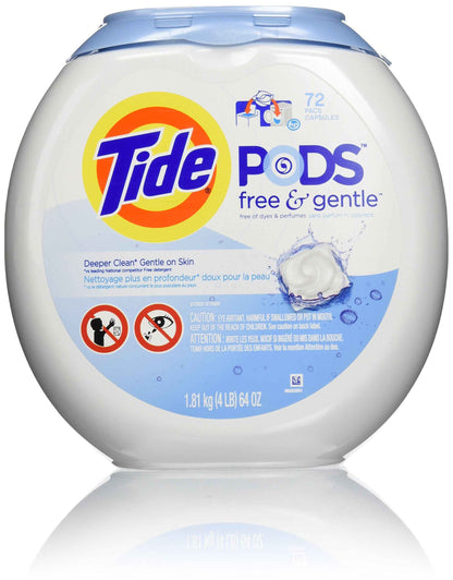 Tide Pods Free & Gentle Laundry Detergent Soap Pacs, Tide Pods Laundry Detergent (Packaging May Vary)