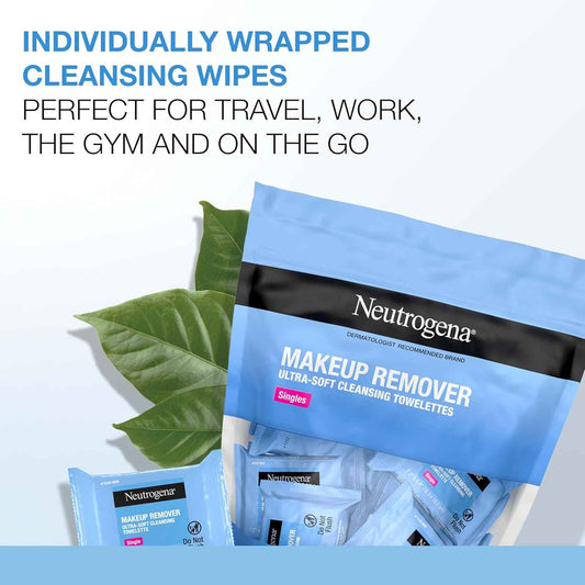 Neutrogena Makeup Remover Wipes, Daily Single Face Cleansing Towelettes, Makeup Removing Cleansing Wipes Removes Dirt & Oil, Alcohol-Free Face Towelettes