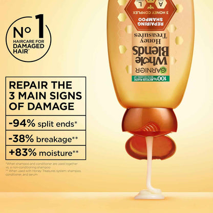 Garnier Whole Blends Honey Treasures Repairing Shampoo, for Dry, Damaged Hair