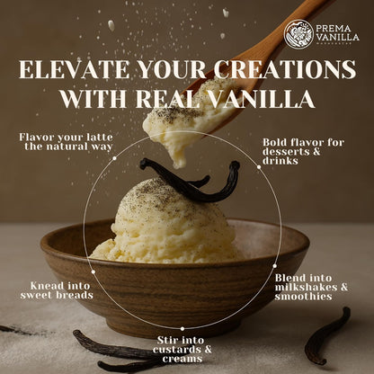 PREMA_VANILLA_Madagascar_Vanilla_Beans,_Grade_A_Bourbon_Pods_For_Making_Vanilla_Extract,_Good_For_Cooking_And_Baking,_Rich_and_Intense_Aroma,_Pack_of_10_Beans_Plus_1_Gift_Bean