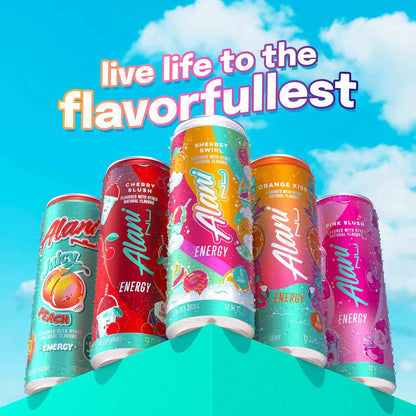 Alani Nu SHERBET SWIRL Sugar Free, Low Calorie Energy Drinks, 200mg Caffeine, Biotin B Vitamins, Zero Sugar, 10 Calories, 12 Fl Oz Cans, 24 Pack