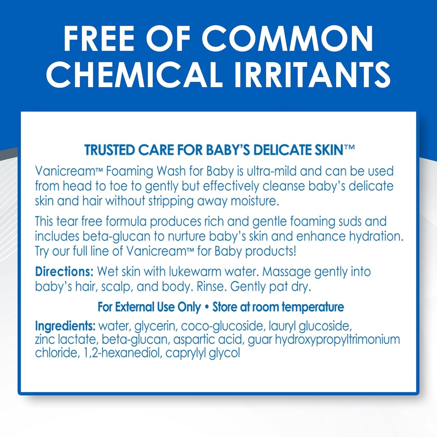 Vanicream_Foaming_Wash_for_Baby,_8_Oz,_Gentle_Cleanse_and_Moisture,_Tear-Free_Baby_Shampoo_and_Body_Wash_with_Beta-Glucan,_Formulated_without_Common_Irritants_for_Sensitive_Skin,_All_Ages