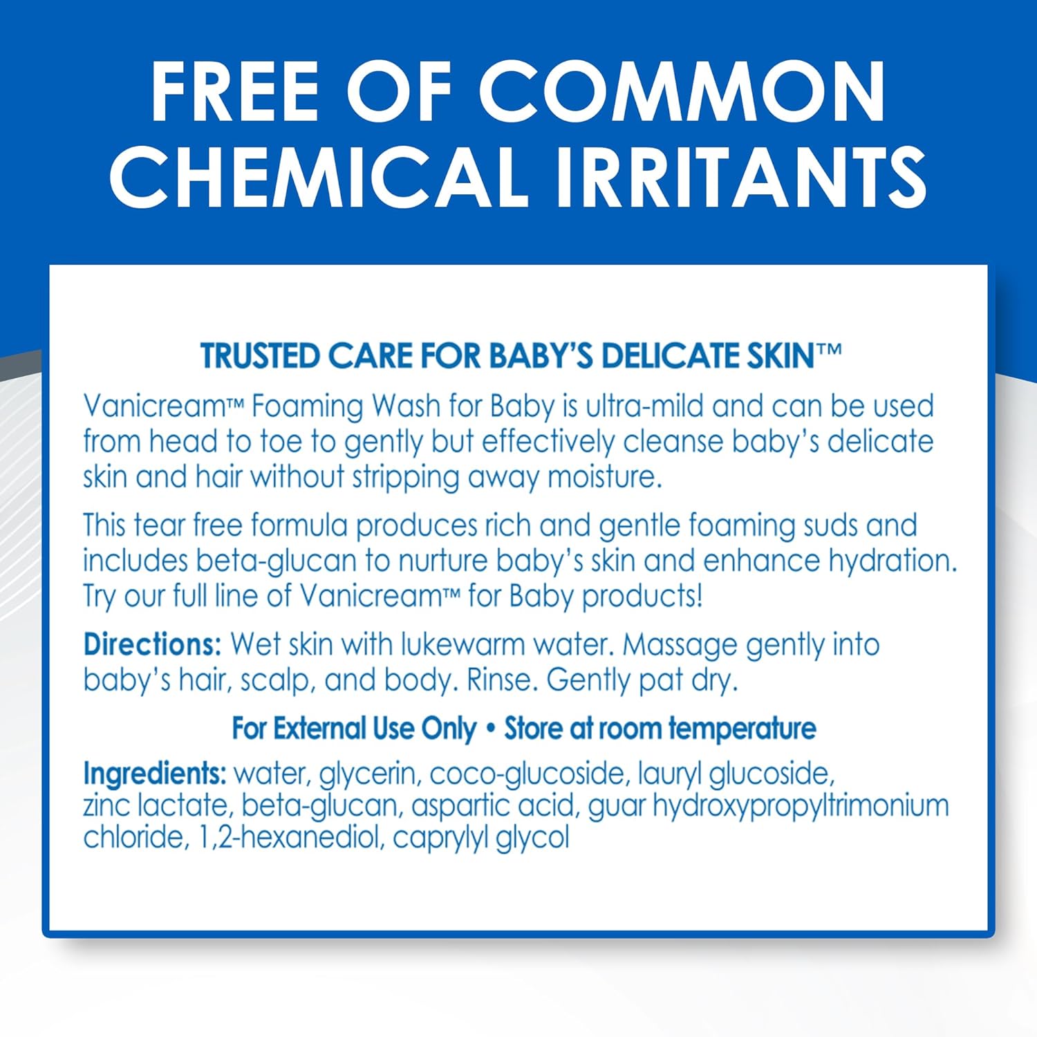 Vanicream_Foaming_Wash_for_Baby,_8_Oz,_Gentle_Cleanse_and_Moisture,_Tear-Free_Baby_Shampoo_and_Body_Wash_with_Beta-Glucan,_Formulated_without_Common_Irritants_for_Sensitive_Skin,_All_Ages