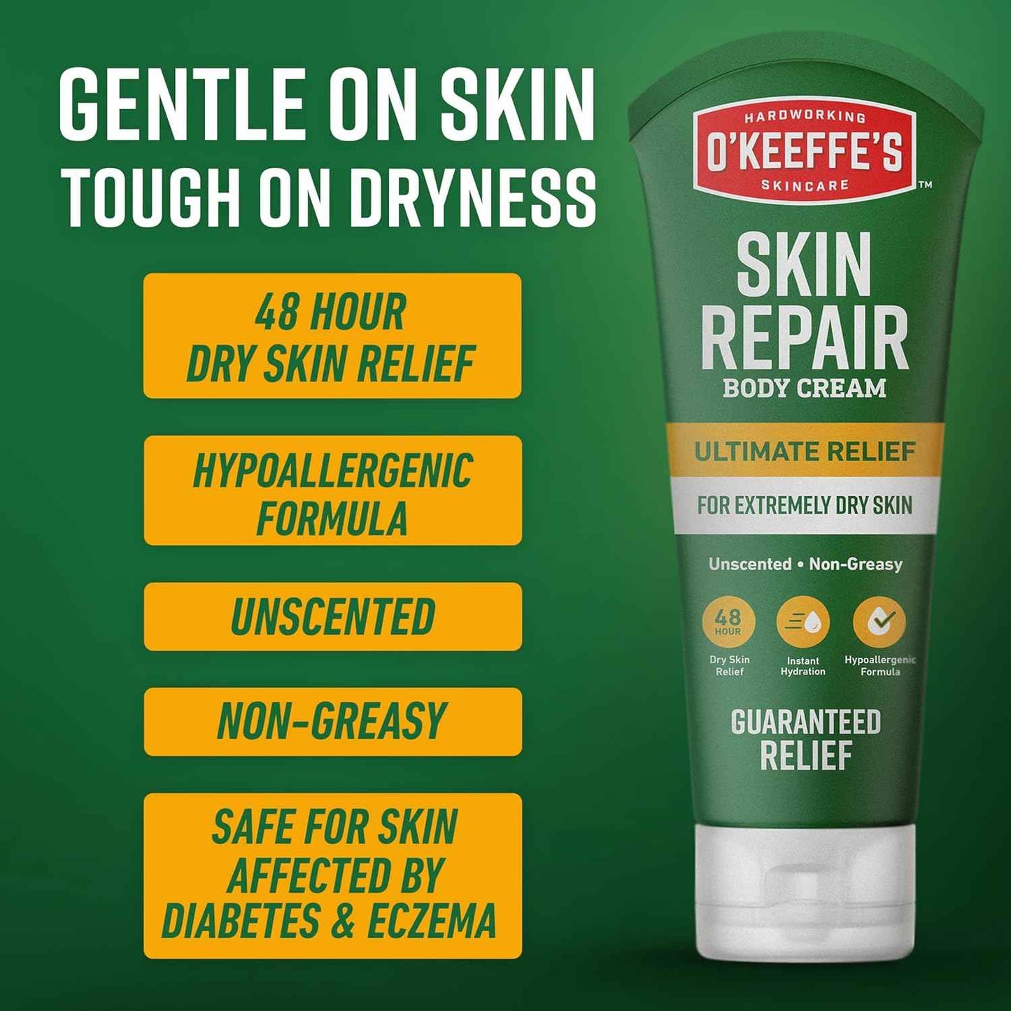 O’Keeffe’s Skin Repair Relief Body Cream, 7oz Tube (Pack of 1) – for the Most Severe Dry Skin
