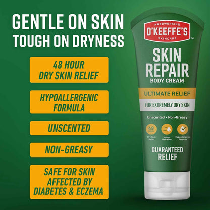 O’Keeffe’s Skin Repair Relief Body Cream, 7oz Tube (Pack of 1) – for the Most Severe Dry Skin