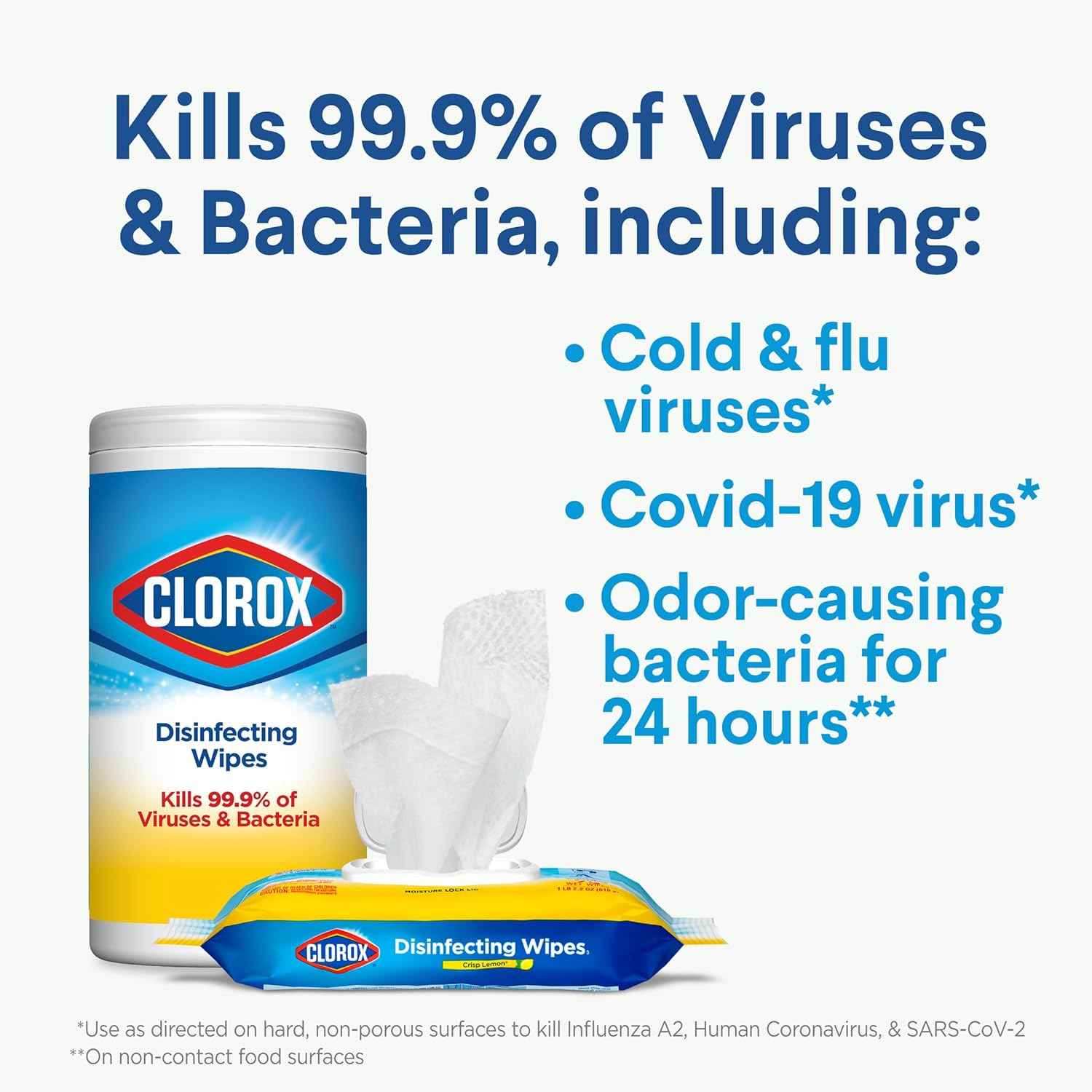 Clorox 30112 Disinfecting Wipe, Fresh/Lemon Fresh Scent (525 Count)