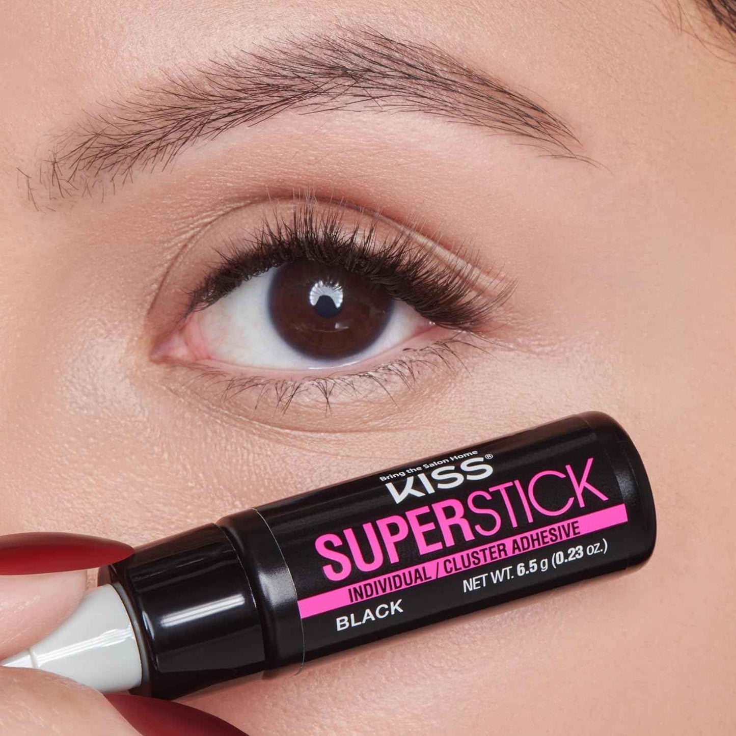 KISS SuperStick Individual Lash Cluster Adhesive, Gentle Formula, 7 Day Hold, Cactus & Witch Hazel Extract, Dermatologist Tested, Waterproof Lash Glue, No Harsh Odor, Net Wt. 6.5g (0.23 oz.)