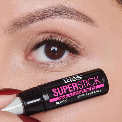 KISS SuperStick Individual Lash Cluster Adhesive, Gentle Formula, 7 Day Hold, Cactus & Witch Hazel Extract, Dermatologist Tested, Waterproof Lash Glue, No Harsh Odor, Net Wt. 6.5g (0.23 oz.)