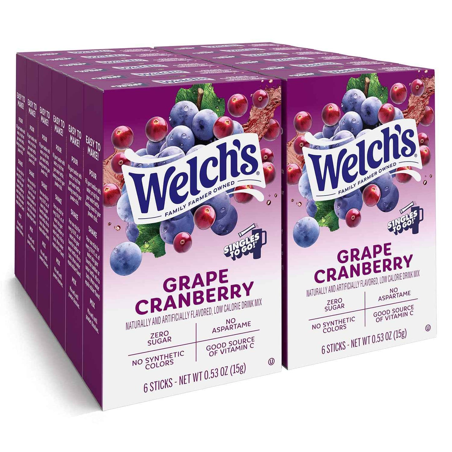 Welch's Singles To Go Water Drink Mix - Powder Sticks, 0.48 Ounce (Pack of 12)