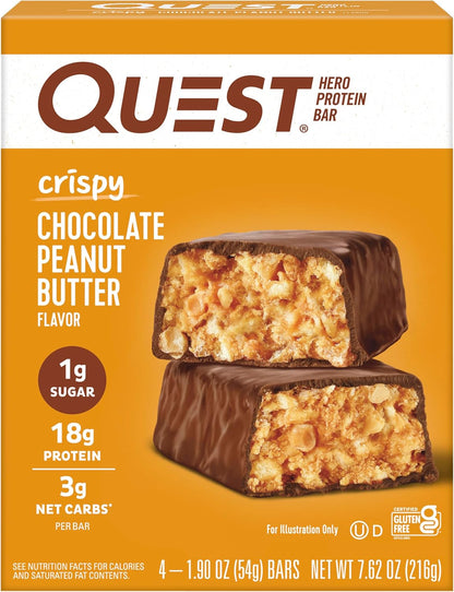 Quest_Nutrition_Crispy_Chocolate_Peanut_Butter_Hero_Protein_Bar,_18g_Protein,_1g_Sugar,_3g_Net_Carb,_Gluten_Free_Protein_Snack,_Keto_Friendly,_4_Count