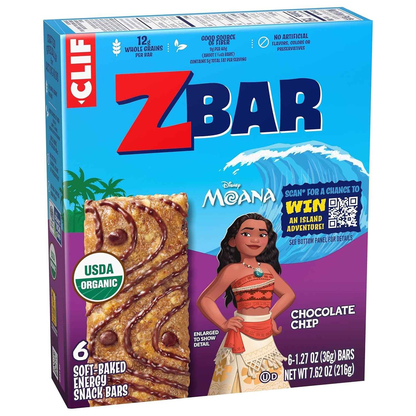Zbar - Chocolate Chip - Soft-Baked Energy Snack Bars - Non-GMO - 12g Whole Grains - USDA Organic Granola Bars (6 Pack)