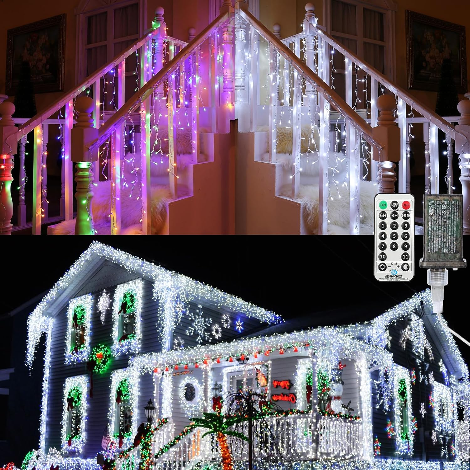 Brizled_Color_Changing_Icicle_Lights,_29ft_360_LED_Christmas_Icicle_Lights_with_Remote,_11_Modes_Cool_White_&_Multicolor_Xmas_Lights_for_Xmas_Wedding_Home