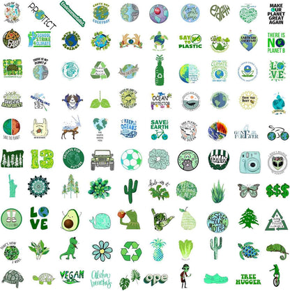 100PCS Earth Day Stickers, Environmental Protection Vinyl Waterproof Stickers for Water Bottles, Laptops, Skateboards & Notebooks, Save the Earth Environmental Decals for Kids Teens Students