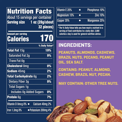 PLANTERS_Lightly_Salted_Mix_Nuts,_Party_Snacks,_Plant-Based_Protein,_15_Oz_Canister