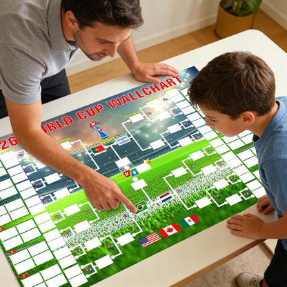 YANGALOOP_36x24_inches_Predict_2026_World_Cup_Schedule_Poster，64_Reusable_National_Flag_Stickers_with_Country_Names,_Soccer_Poster_2026_World_Cup_Merchandise,_Soccer_Gifts_for_Boys_Room_Decor