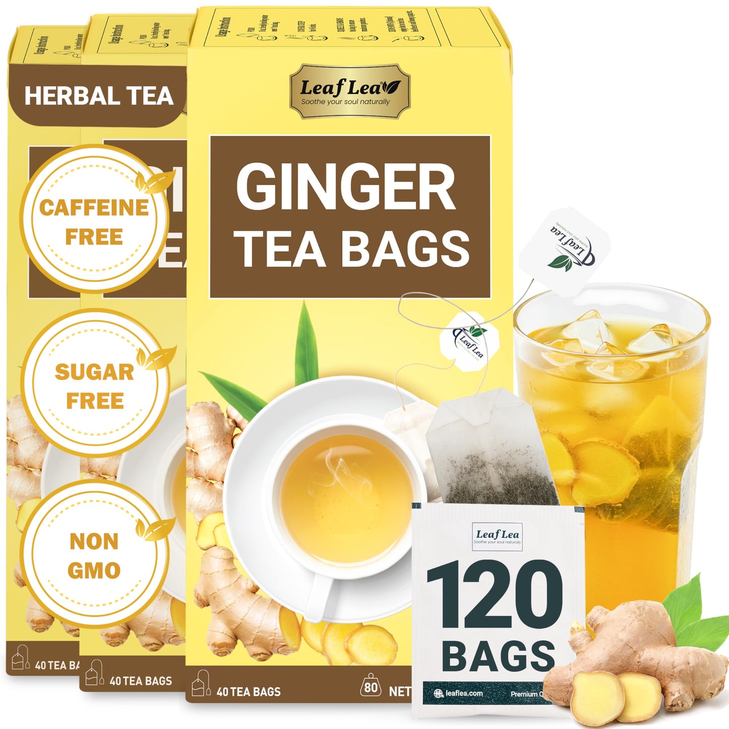 Ginger Tea - 120 Tea Bags (Pack of 3)