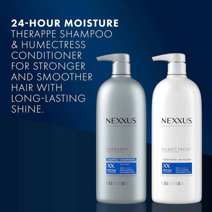 Nexxus Shampoo and Conditioner Therappe Humectress 2 Count for Dry Hair Silicone-Free, Moisturizing Caviar Complex and Elastin Protein for thicker and stronger hair