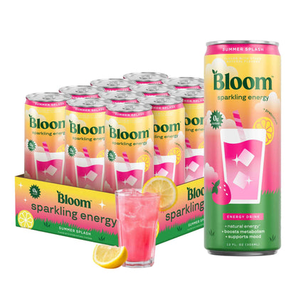 Bloom Nutrition Sparkling Energy Drink - Natural Caffeine, Zero Sugar, 180mg - Antioxidant-Rich with Green Coffee Bean, Green Tea Extract, Prebiotics