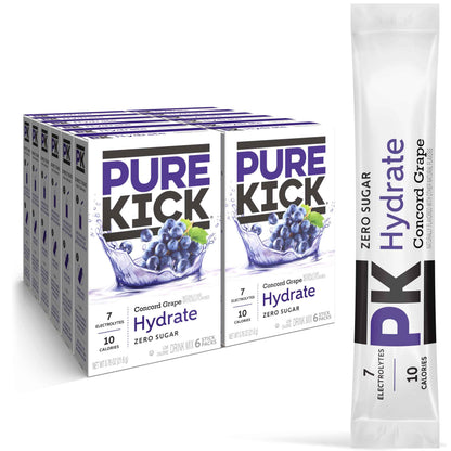 Pure Kick Hydration Singles To Go Drink Mix, Includes 12 Boxes with 6 Packets in each Box, 72 Total Packets