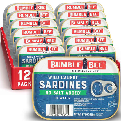 Bumble Bee Sardines, 3.75 oz Tin - Wild Caught, Gluten Free, Keto, Kosher
