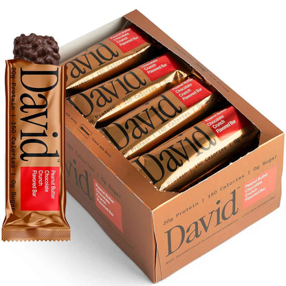 David Bronze High Protein Bars - 0g of Sugar, Low Carb, Gluten Free - 20g of Protein, 150 Calories - On-The-Go Snack, Pack of 12