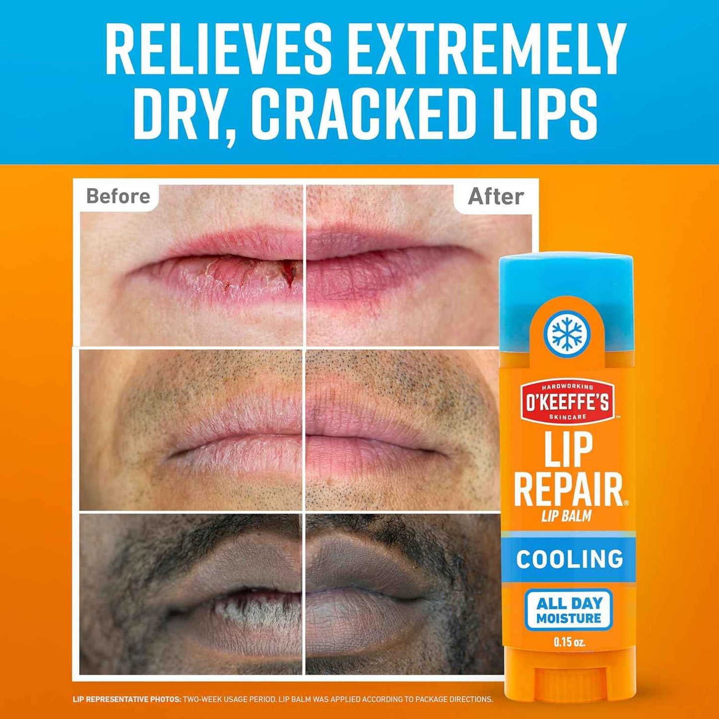 O'Keeffe's Lip Repair Lip Balm with Cooling Relief for Dry, Cracked Lips - Stick - Moisturizer for Very Dry Lips