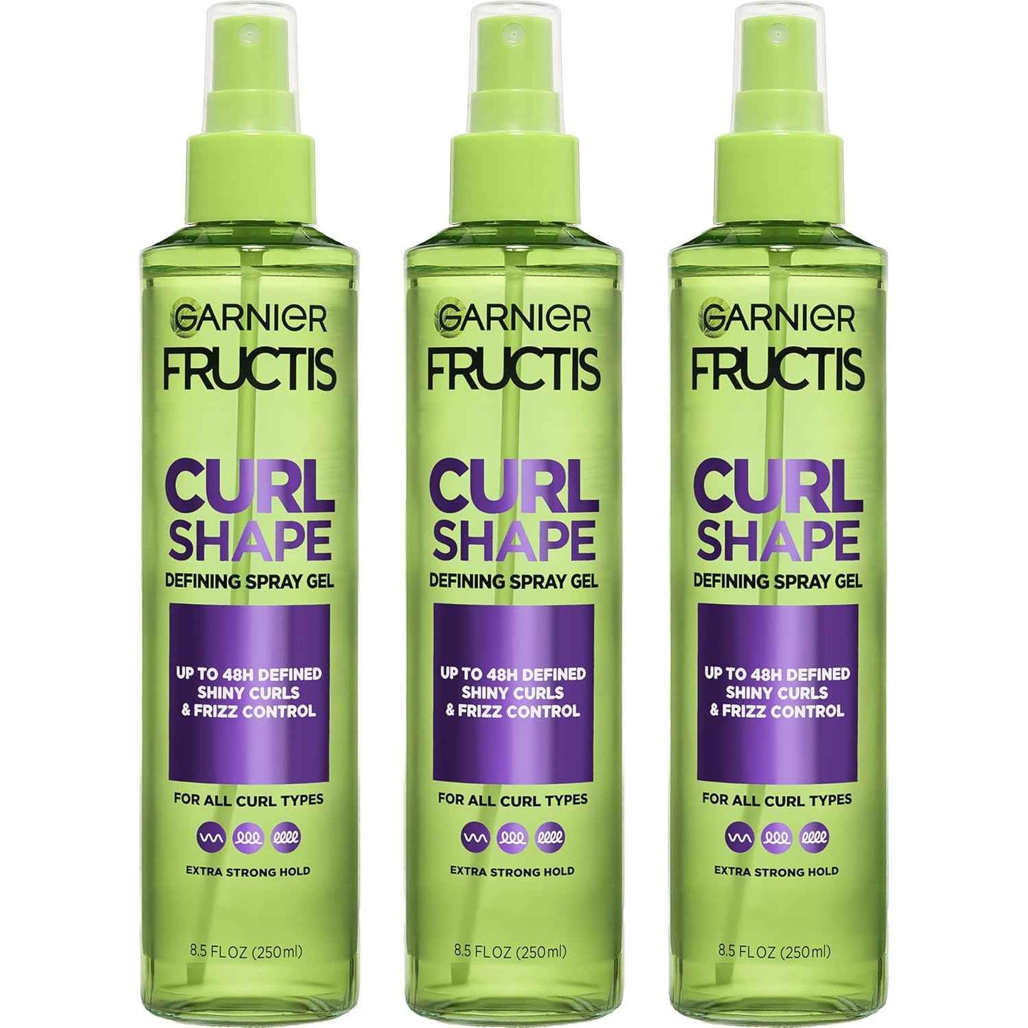Garnier Fructis Style Curl Shape Defining Spray Hair Gel, Strong Hold Frizz Control for Curly, Wavy, and Coily Hair, Nourishing Formula, 8.5 fl oz