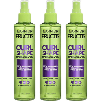 Garnier Fructis Style Curl Shape Defining Spray Hair Gel, Strong Hold Frizz Control for Curly, Wavy, and Coily Hair, Nourishing Formula, 8.5 fl oz
