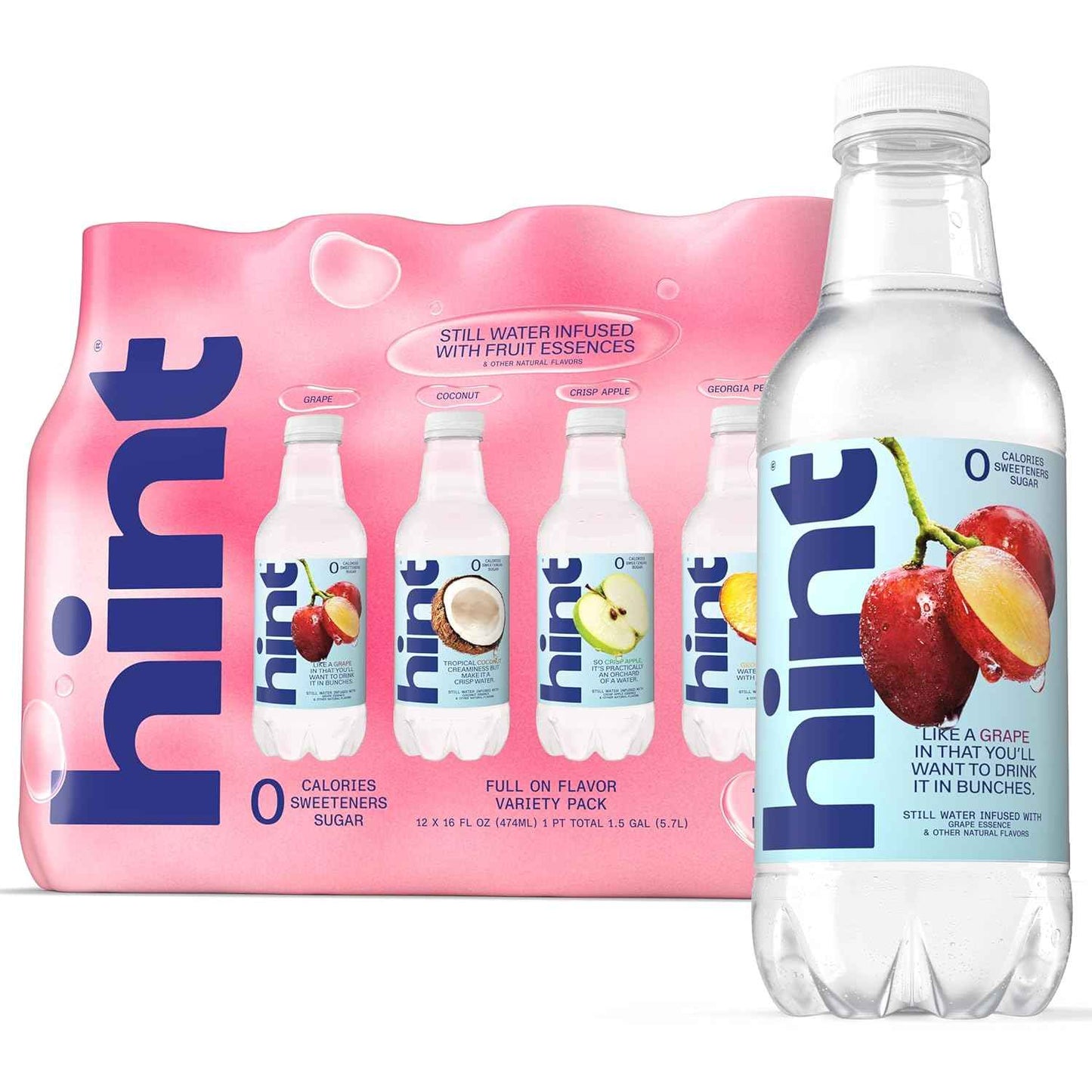 Hint Fruit-Infused Bottled Water - Sugar Free Flavored Water with Zero Calories, Natural Fruit Essences, and No Artificial Sweeteners