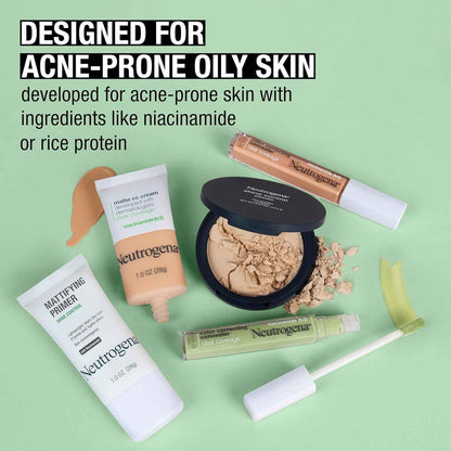 Neutrogena Mattifying Primer with Shine Control, Lightweight Pore Blurring Face Primer Blurs the Look of Pores & Helps Reduce Shine, Matte Primer with Niacinamide, 1 oz
