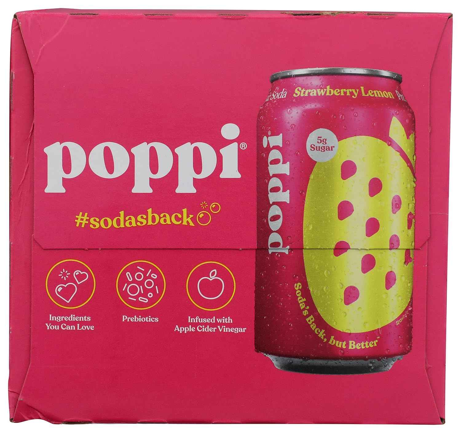 Poppi Strawberry Lemon Prebiotic Soda 4 pack