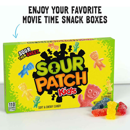 SOUR PATCH KIDS Original Candy, SOUR PATCH KIDS Watermelon Candy & SWEDISH FISH Candy Variety Pack, Easter Candy, 15 Movie Theater Candy Boxes