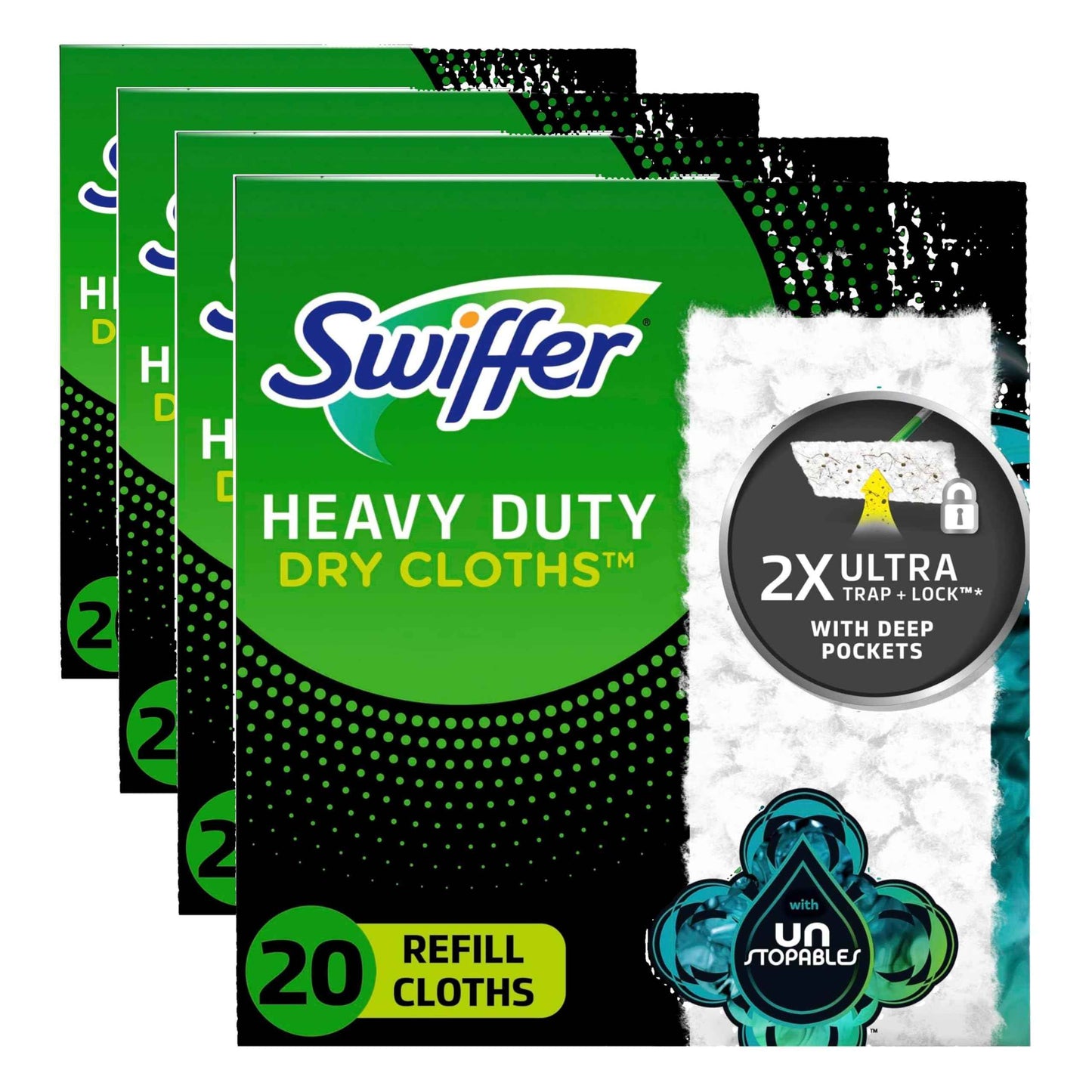 Swiffer Sweeper Heavy Duty Dry Multi-Surface Cloth Refills for Floor Sweeping and Cleaning, Unstopables Fresh Scent, 20 Count