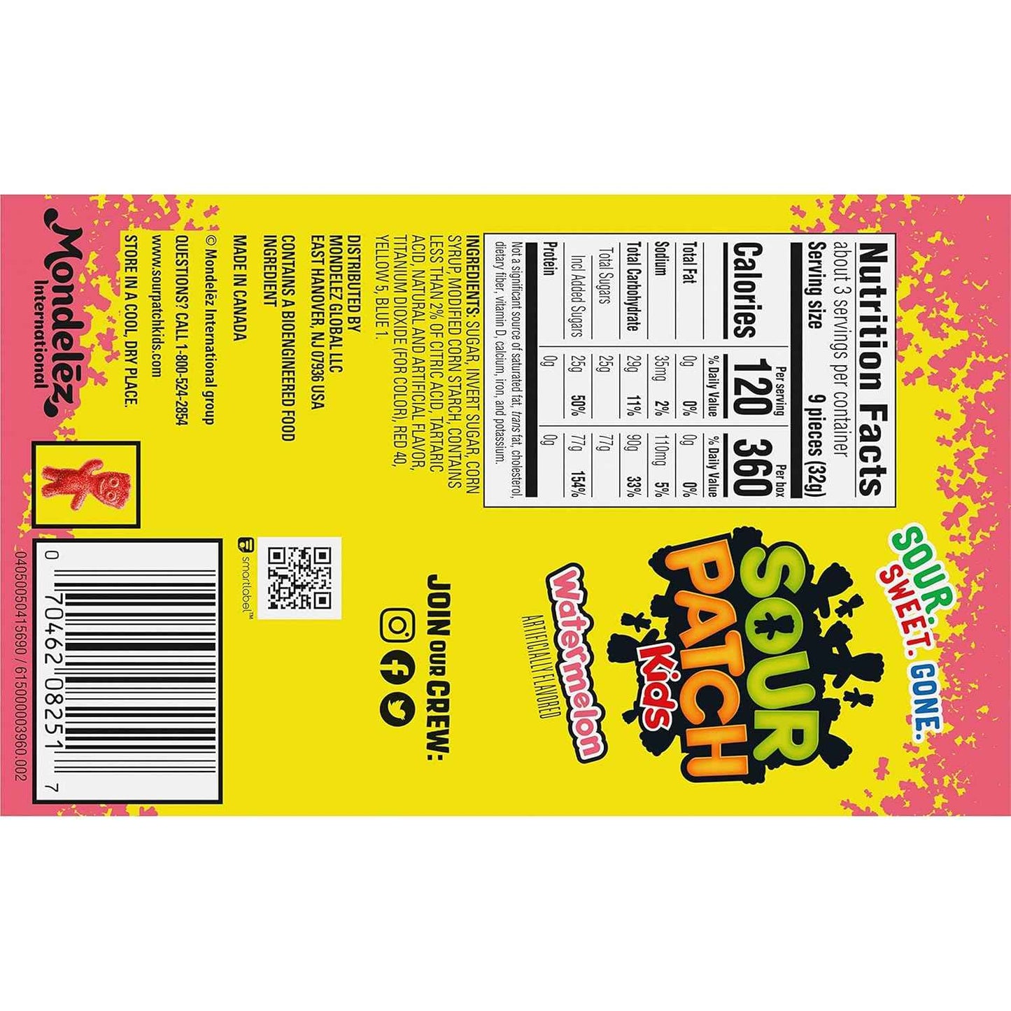 SOUR PATCH KIDS Watermelon Soft & Chewy Candy, Bulk Candy, 12 - 3.5 oz Boxes