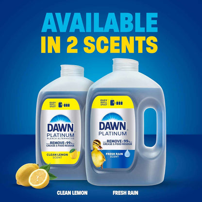 Dawn Platinum Refill Jug Dish Soap, Liquid Dishwashing Detergent Powerful Dawn Dish Soap for Tough Grease Removal Dishwashing Liquid Value Pack