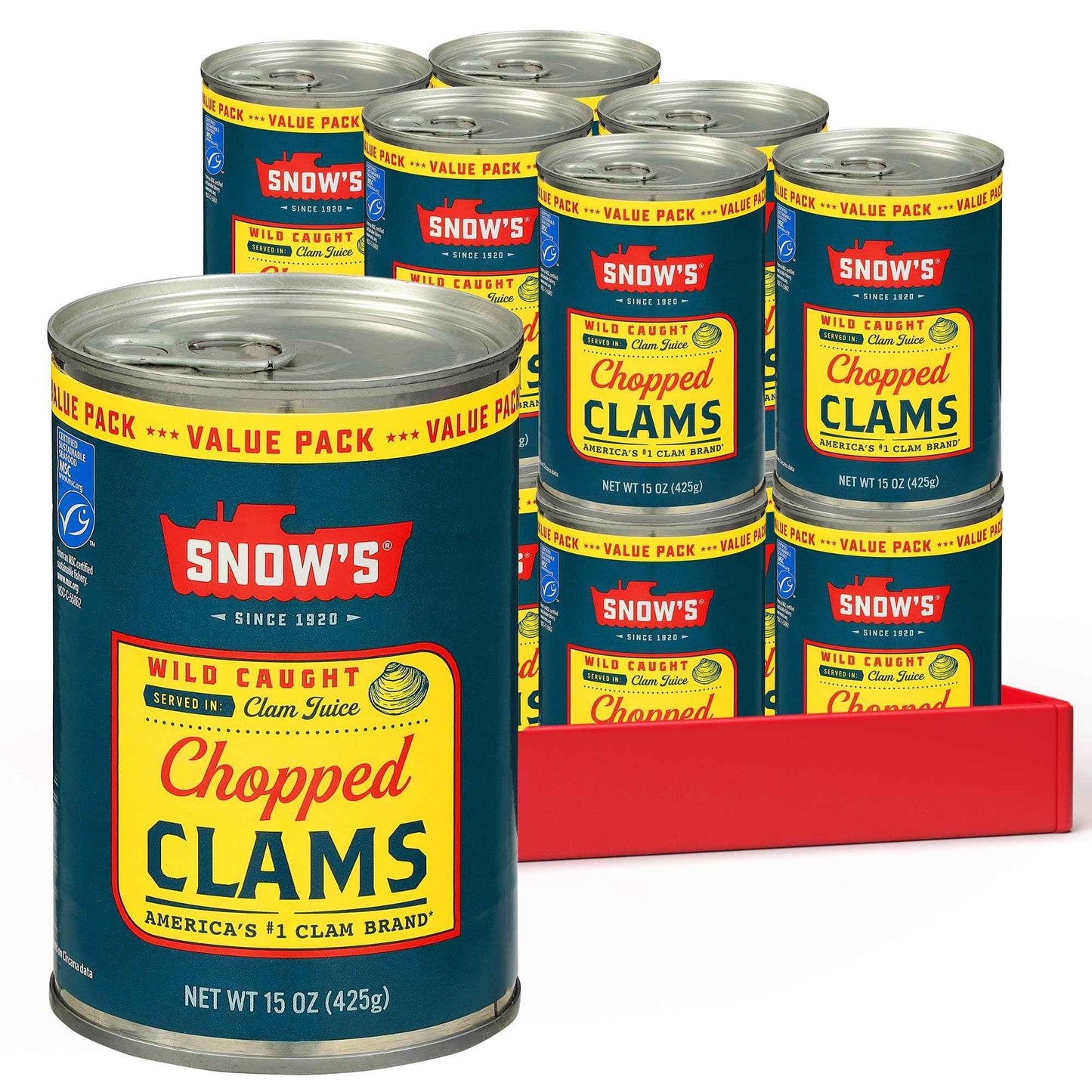 Snow's Ocean Chopped Clams Canned, Can - 7g Protein per Serving - Gluten Free, No MSG, 99% Fat Free - Great for Pasta & Seafood Recipes
