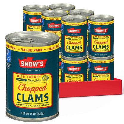 Snow's Ocean Chopped Clams Canned, Can - 7g Protein per Serving - Gluten Free, No MSG, 99% Fat Free - Great for Pasta & Seafood Recipes
