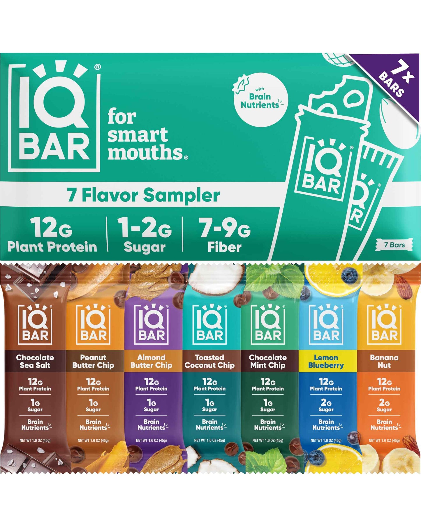 IQBAR Clean Plant Protein Bars - Keto, Vegan, High Fiber, Gluten and Dairy Free, Low Sugar Snack - Brain and Body Nutrients for Focus, Energy, Meal Replacement