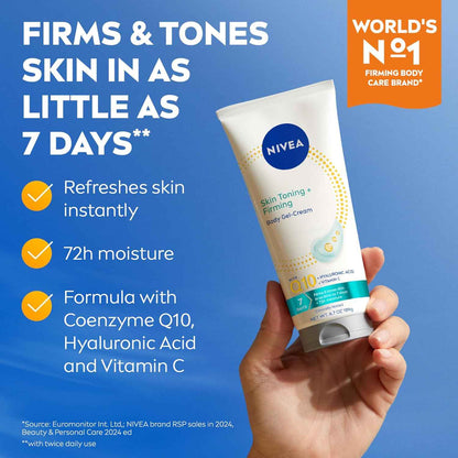 NIVEA Sheer Hydration Skin Firming Body Lotion + Skin Firming & Toning Body Gel Cream with Hyaluronic Acid, Enriched with Q10 and Vitamin C