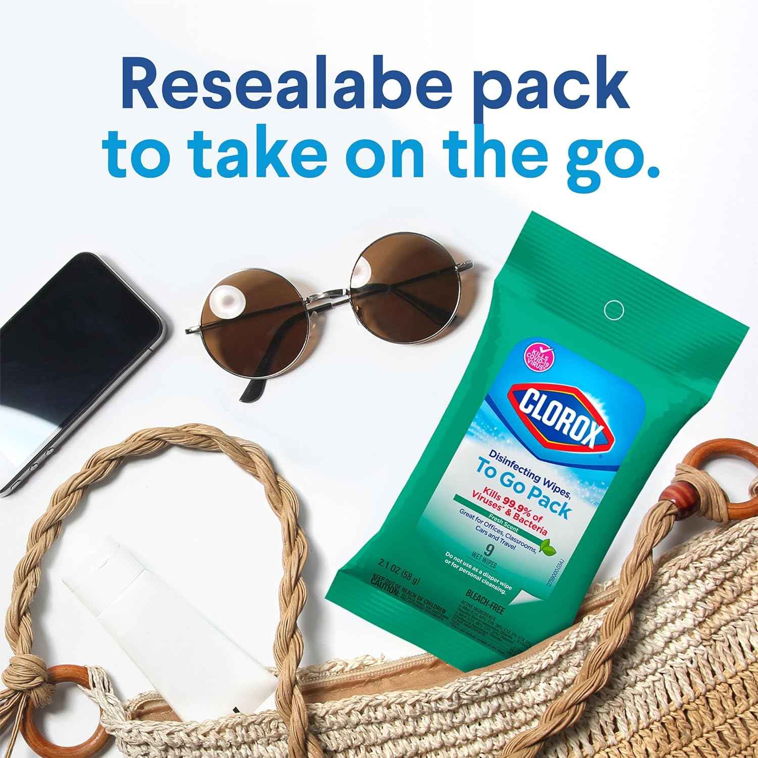 Clorox Disinfecting Wipes To Go Pack, Bleach Free