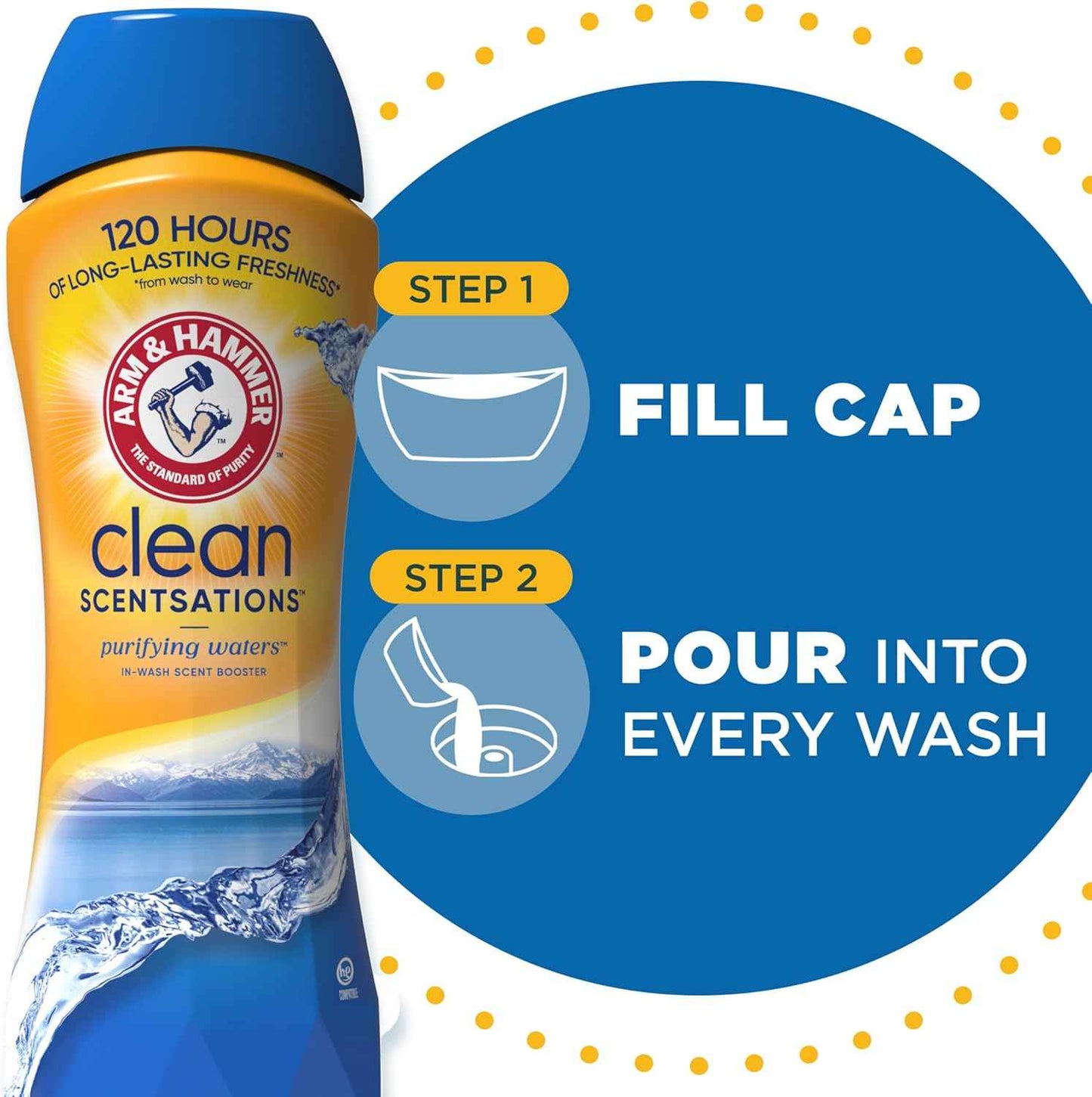 ARM & HAMMER Clean Scentsations In-Wash Scent Booster, Laundry Scent Booster Purifying Waters scent