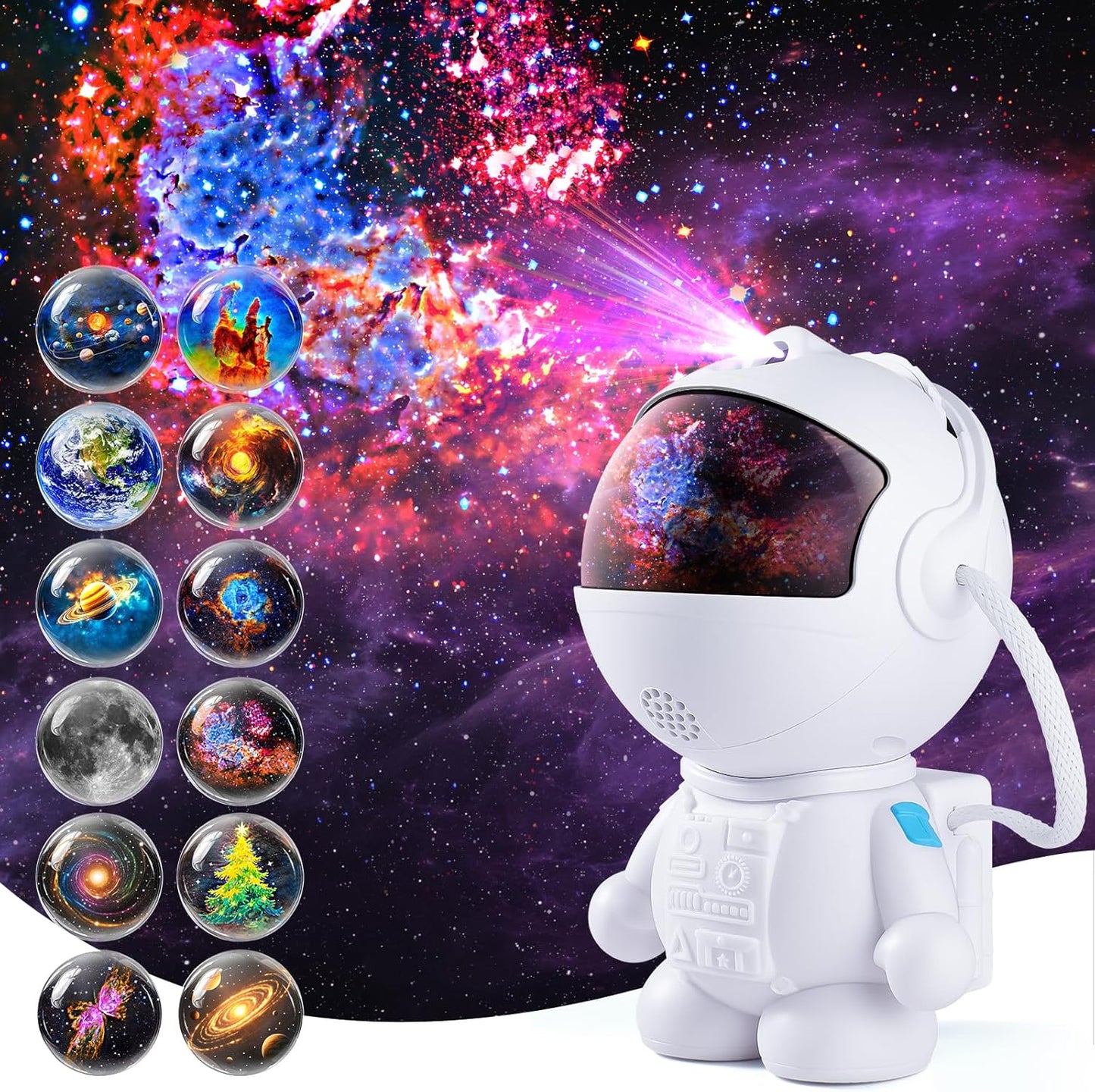 Astronaut_Galaxy_Projector,Star_Projector_with_12_Space_Films,Galaxy_Projector_for_Bedroom_with_Timer_and_360°Rotating_Magnetic_Head,Planetarium_projectors_is_Suitable_for_Kids_and_Adults_(White)